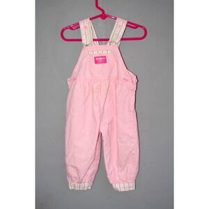 Vintage OshKosh B'Gosh Vestbak Rare Pink Floral Overalls 12 mos. 90s USA VGUC